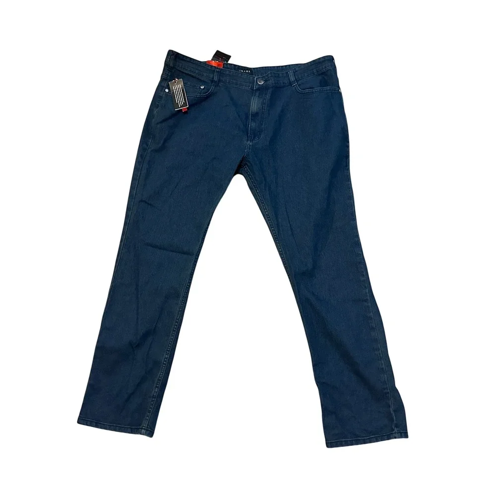 NWT Image Premium Mens Straight Fit Stretch Jeans Dark Wash Blue 40x32 SLB-90-OB